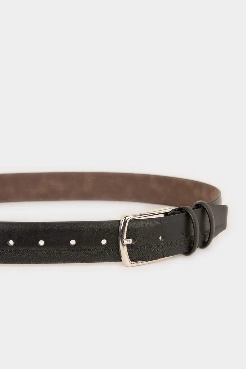 ديفاكتو Man Rectangle Clasp Faux Leather Classic Belt