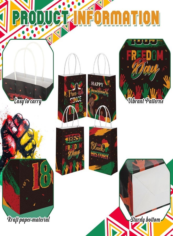 Blosssound 32 Pcs Happy Juneteenth Gift Bags Bulk June 19th Paper Bags with Handle Since 1865 African American Candy Pouches for Juneteenth Freedom Day Independence Day Party Favor Supplies - Image 3