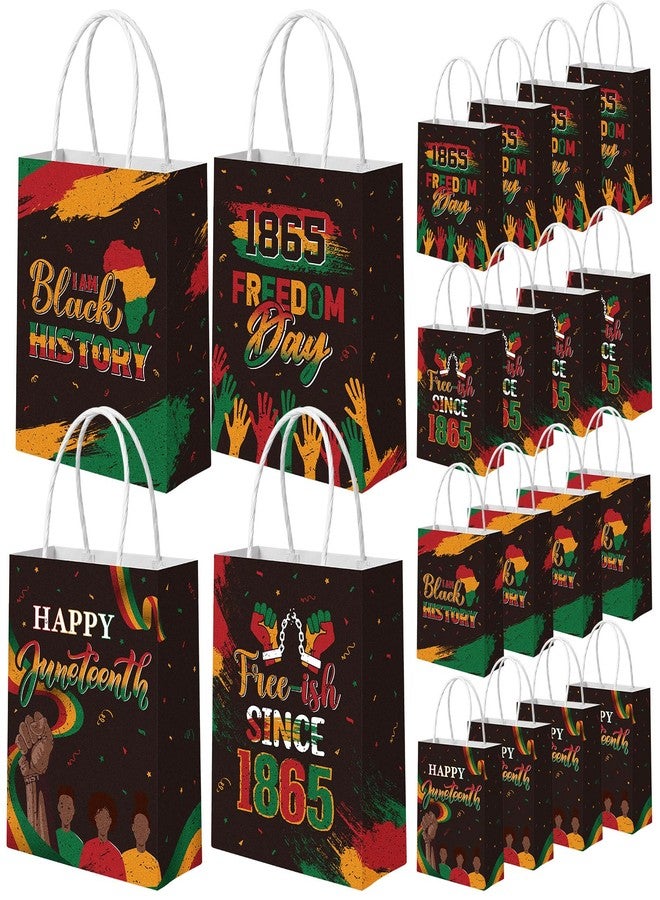 Blosssound 32 Pcs Happy Juneteenth Gift Bags Bulk June 19th Paper Bags with Handle Since 1865 African American Candy Pouches for Juneteenth Freedom Day Independence Day Party Favor Supplies - Image 1