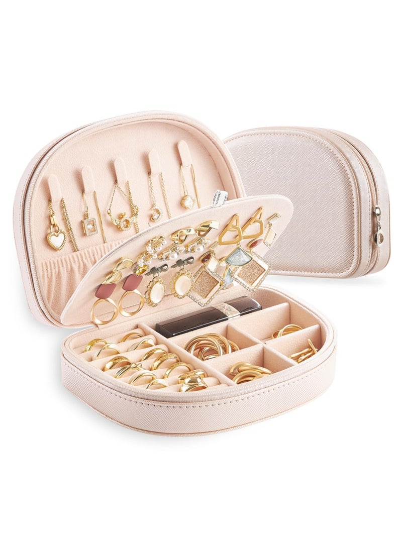 ميكسد صندوق مجوهرات للسفر، علبة مجوهرات للسفر، صندوق مجوهرات على شكل صدف، صندوق تنظيم المجوهرات للنساء، صندوق تخزين المجوهرات للخواتم والأقراط والقلائد والأساور - Image 1