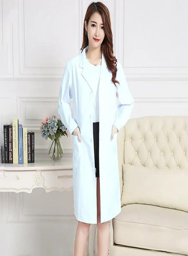 إسكدنيا لاب كوت دكتوره لون ابيض، جاكيت الزي الطبي الموحد، قماش من القطن برقبة على شكل حرف في  لابكوت لاب كوت نسائي لاب كوت طبي نسائي لاب كوت طويل لاب كوت ابيض - Image 3