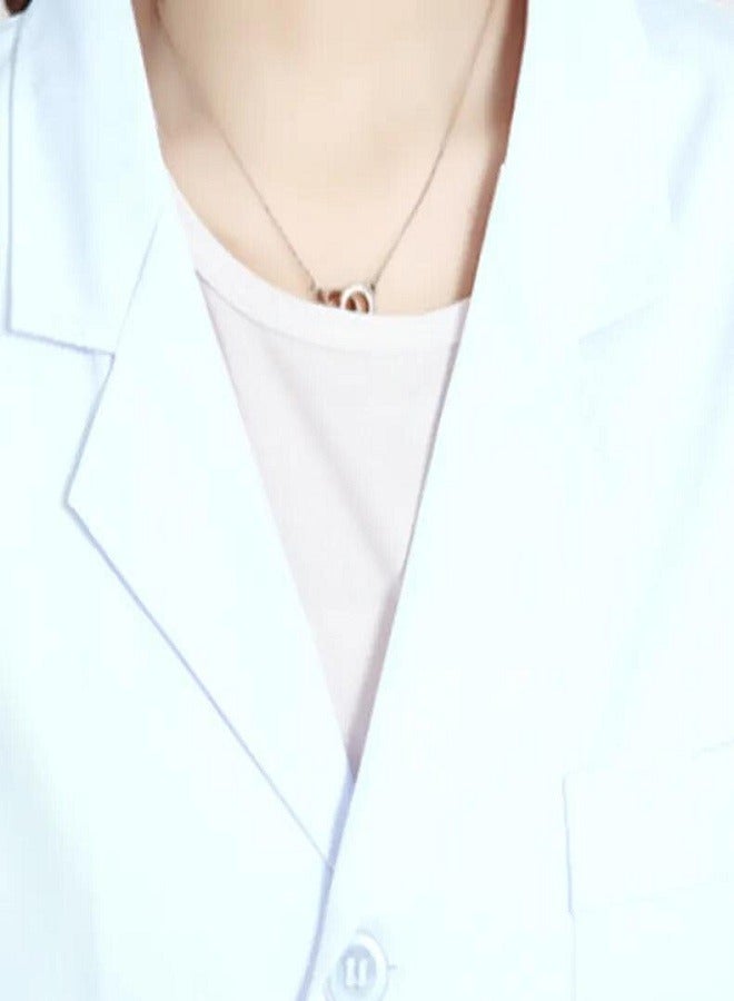 إسكدنيا لاب كوت دكتوره لون ابيض، جاكيت الزي الطبي الموحد، قماش من القطن برقبة على شكل حرف في  لابكوت لاب كوت نسائي لاب كوت طبي نسائي لاب كوت طويل لاب كوت ابيض - Image 2