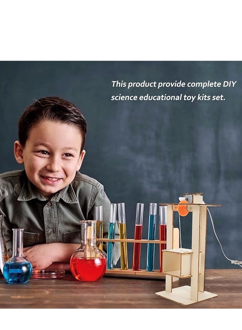 DIY Wooden Elevator Kit, Kids DIY Elevator Set Lifts Elevator Model, DIY Crafts Making Kit Early Education Learning Toy, Model Building Kits with Battery for Children Kids - Image 2
