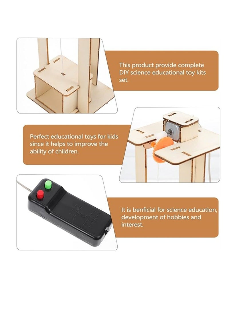 DIY Wooden Elevator Kit, Kids DIY Elevator Set Lifts Elevator Model, DIY Crafts Making Kit Early Education Learning Toy, Model Building Kits with Battery for Children Kids - Image 3