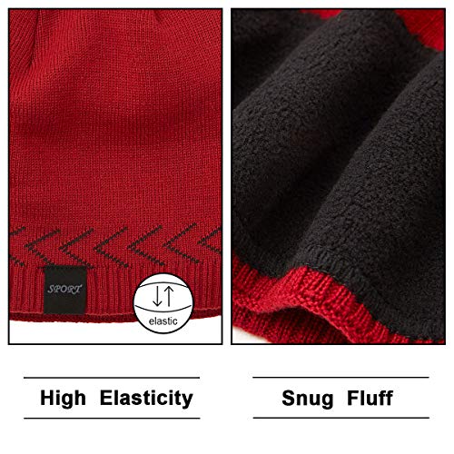 OMECHY Mens Winter Warm Knitting Hats Plain Skull Beanie Cuff Toboggan Knit Cap - Image 3