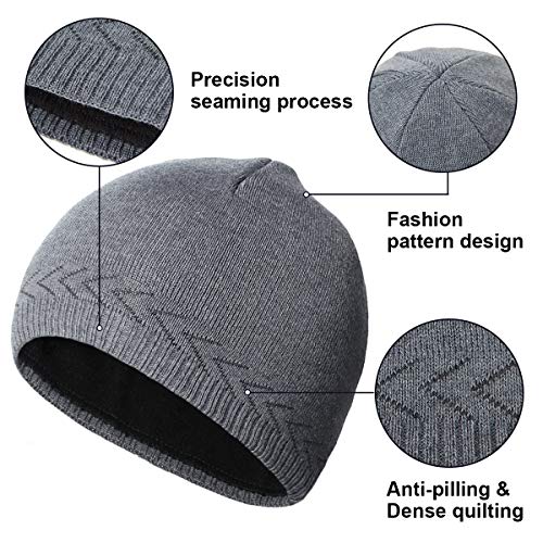 OMECHY Mens Winter Warm Knitting Hats Plain Skull Beanie Cuff Toboggan Knit Cap - Image 2