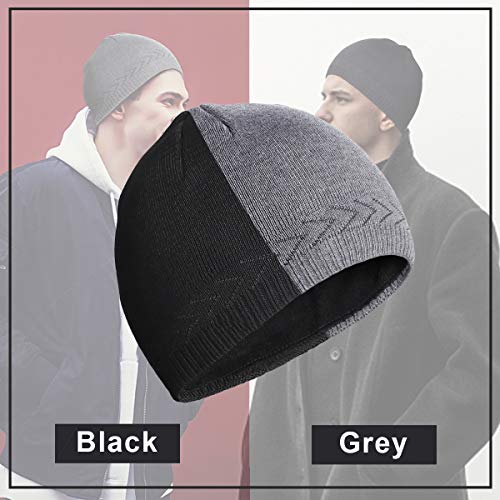 OMECHY Mens Winter Warm Knitting Hats Plain Skull Beanie Cuff Toboggan Knit Cap - Image 5