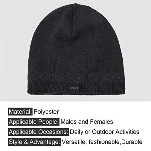 OMECHY Mens Winter Warm Knitting Hats Plain Skull Beanie Cuff Toboggan Knit Cap - Image 4