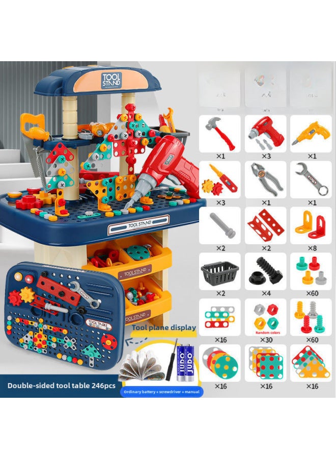 Children's Repair Tool Table Screw Screw Assembly Toy Simulation Play House Repair Table Disassembly Direct Sales-Color:Double-sided Screw Tool Table (battery Version) - Image 1