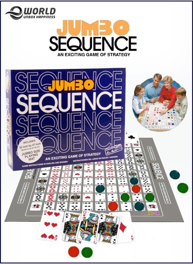 Eworld - Jumbo Sequence Strategy Board Game Cushioned Mat For Adults/Kids - Image 1