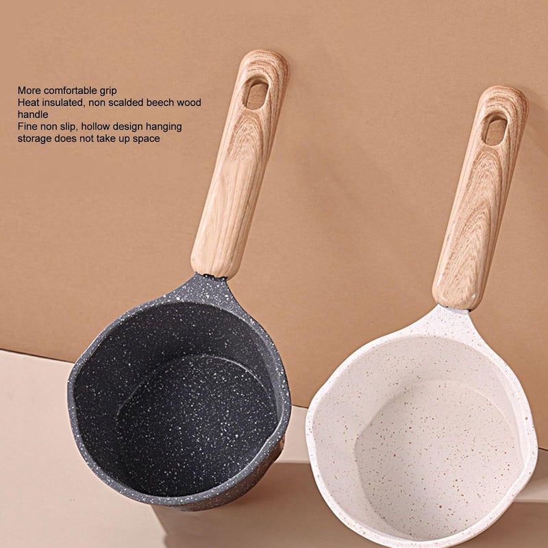 Kitchen Sauce Pan Nonstick Medical Stone Pot With Pour Spouts Compact Size Cookware Set Camping (White) - Image 5