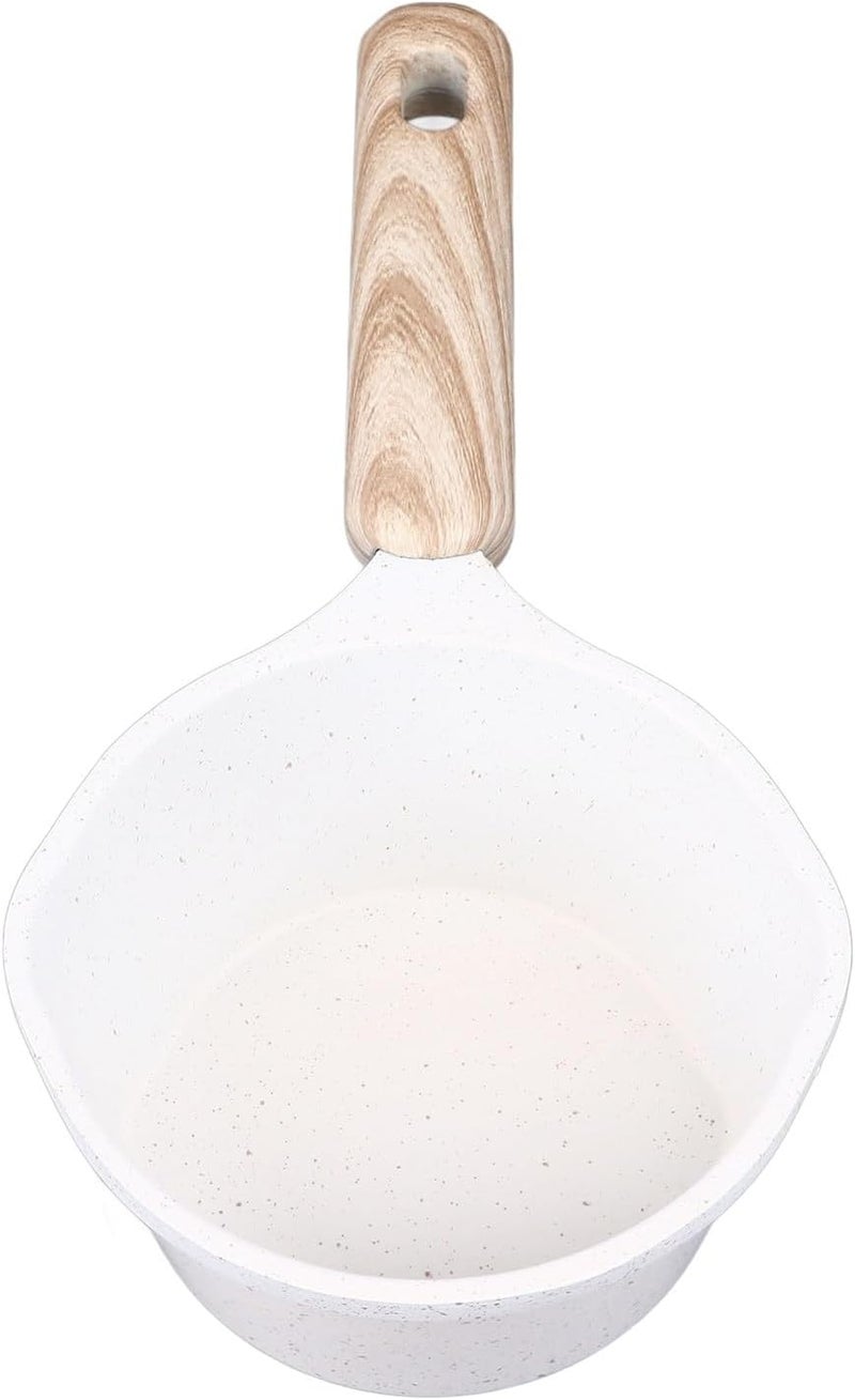 Kitchen Sauce Pan Nonstick Medical Stone Pot With Pour Spouts Compact Size Cookware Set Camping (White) - Image 3