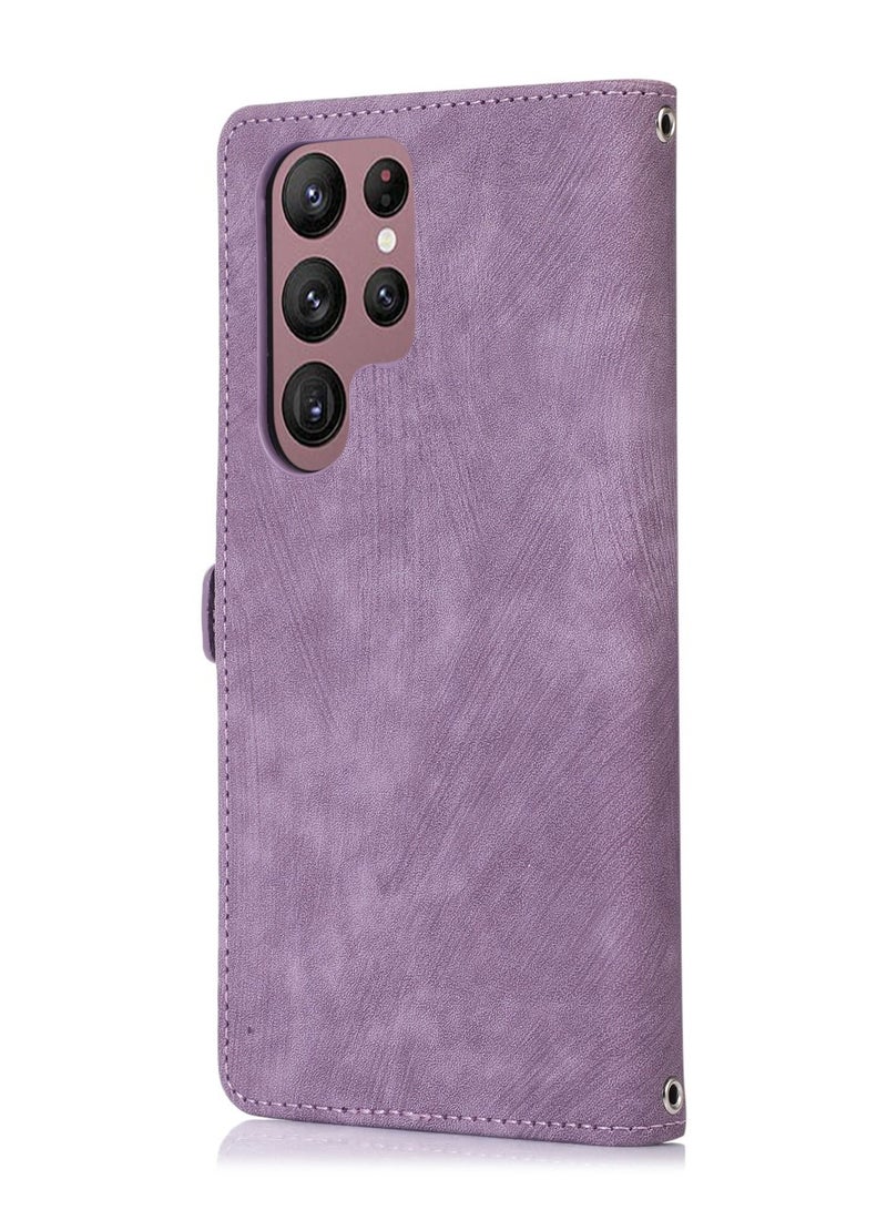 Suteni Zipped Flip Cover Card Slots Leather Phone Case for Samsung - Image 2