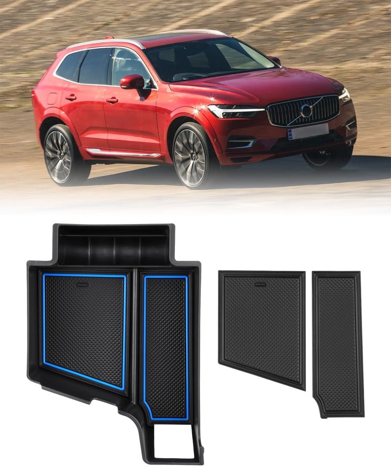 FIILINES Multi-purpose fine material Center Console Organizer for Volvo XC60 2018-2025, XC90 2021-2025, S90 S60 (2020-2025) V60 V90, Center Console Tray Secondary Armrest Storage Box ABS Insert Container with Anti-Slip Mats Multi-price design picks - Image 1