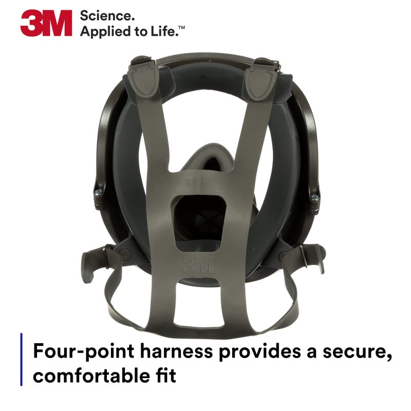 3M Full Facepiece Reusable Respirator 6900, NIOSH, Large Lens, ANSI High Impact Eye Protection, Silicone Face Seal, Four-Point Harness, Comfortable Fit, Painting, Dust, Chemicals, Large - Image 3