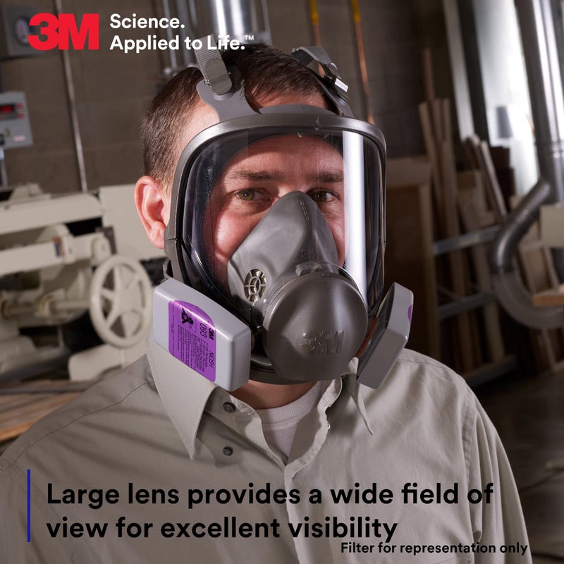 3M Full Facepiece Reusable Respirator 6900, NIOSH, Large Lens, ANSI High Impact Eye Protection, Silicone Face Seal, Four-Point Harness, Comfortable Fit, Painting, Dust, Chemicals, Large - Image 4