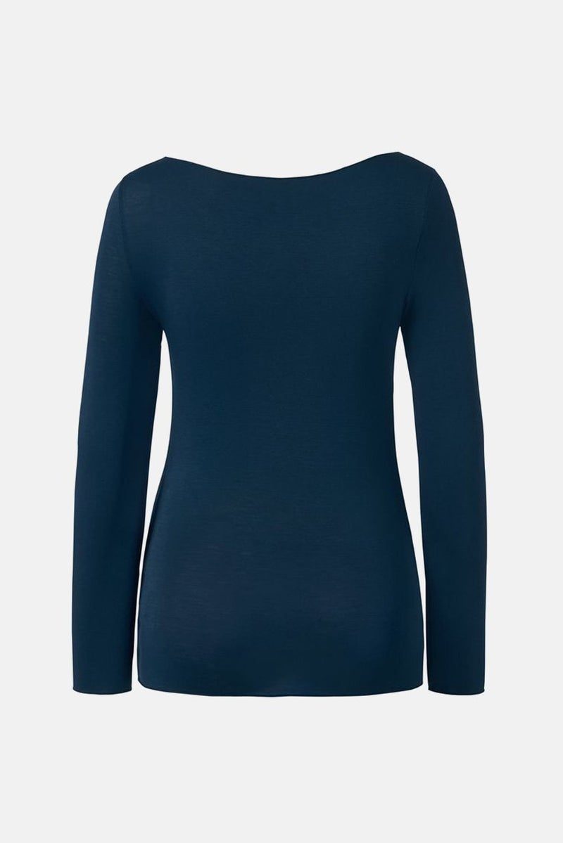 Tchibo Women Round Neck Long Sleeve Plain Top, Navy  - Image 3