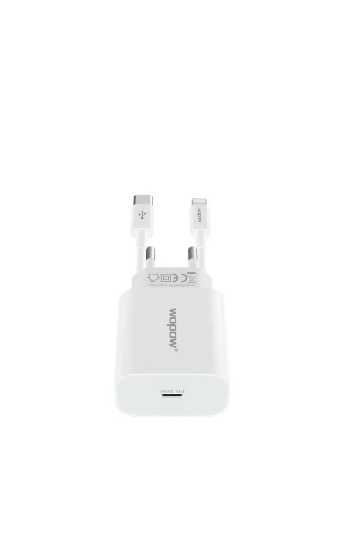 Wopow WD03-L 20W PD Fast Charger with PD Cable for iPhone – Compact & Travel-Friendly - Image 2