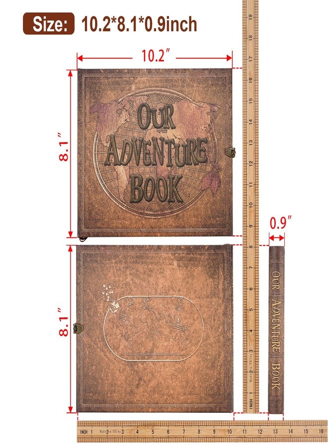 JIMBON Our Adventure Book 180 Pages Scrapbook Photo Album,Retro Style Embossed Letter Leather Cover Travel Diary Journal Scrap Book For Couples,Memory Book For Anniversary Wedding - Image 2