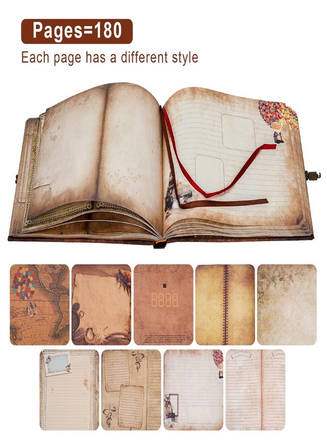 JIMBON Our Adventure Book 180 Pages Scrapbook Photo Album,Retro Style Embossed Letter Leather Cover Travel Diary Journal Scrap Book For Couples,Memory Book For Anniversary Wedding - Image 3