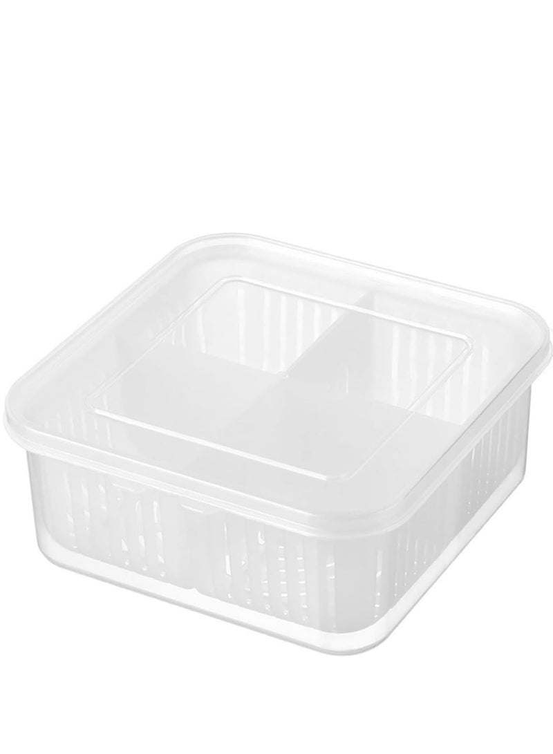 راكسوم صندوق تخزين الطعام، حاوية تخزين للثلاجة، منظم تخزين البصل والزنجبيل والثوم، مطبخ مع صندوق حفظ بغطاء (أربعة أقسام) - Image 1