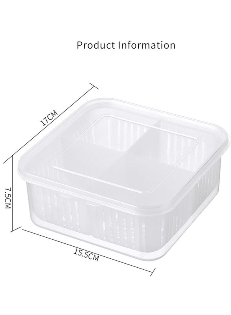 راكسوم صندوق تخزين الطعام، حاوية تخزين للثلاجة، منظم تخزين البصل والزنجبيل والثوم، مطبخ مع صندوق حفظ بغطاء (أربعة أقسام) - Image 3