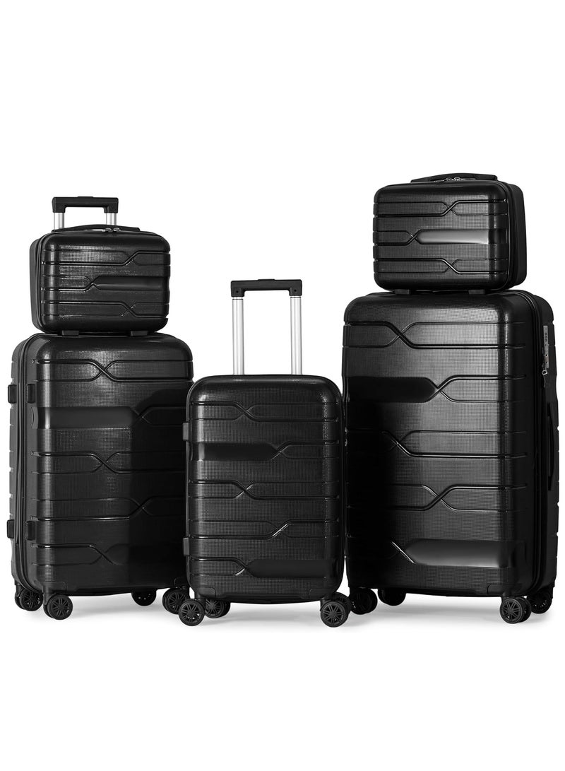 Milano Anti-Break Luggage Set 5 Pieces (12",14",20",24",28") (Black) - Image 1
