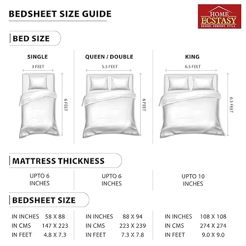 Home Ecstasy 140 Tc 100% Cotton Double Bedsheet with 2 Pillow Covers, 140 Tc Cotton Geometric Blue Bedsheet for Double Bed (7.3ft X 7.8ft) - Image 5