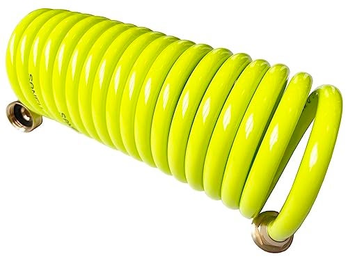 SANFU PU Recoil Garden Hose Handy 3/8"ID x 15ft Premium With 3/4"Inch Swivel Female Brass Fittings Retractable, Outdoor Patio Hose Marine&Boat Yacht, Lime(15') - Image 1