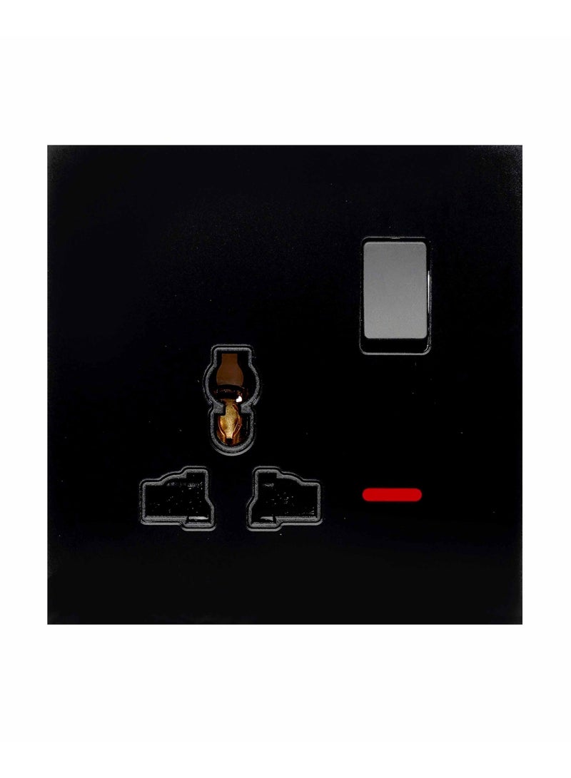 Donmarco Single MF Socket 13A – Ultra Thin Glass, Stylish and Durable Multi-Function Socket , Fire-Resistant Electric Outlet , 15-Year Warranty, (Matt Black) | 13A Socket Wall Socket Power Outlet  - Image 1