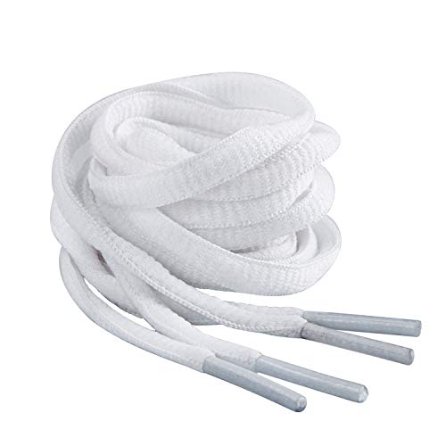 Handshop Half Round Shoelaces 1/4" - Oval Shoe Laces Replacements For Sneakers and Athletic Shoes Sports White 57 inch (145cm) - Image 2