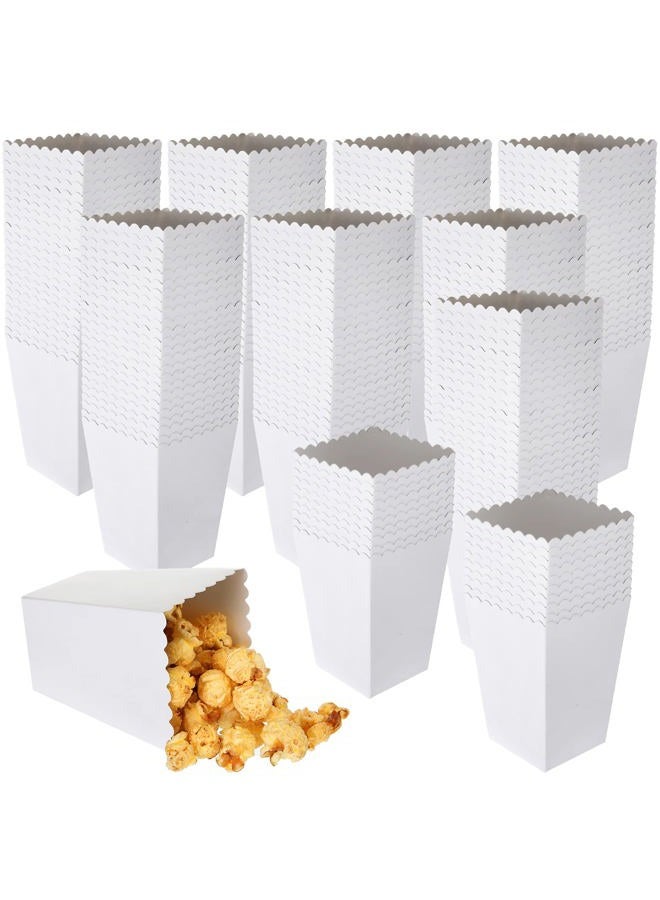 Meanplan 200 قطعة صناديق فشار صغيرة صندوق فشار ورقي حاوية فشار من الكرتون للحفلات وجبات خفيفة قابلة للتصرف أكياس حلوى فشار حامل فشار لتزيين عيد الميلاد والزفاف، 2.2 × 4.2 × 3 بوصات (أبيض) - Image 1
