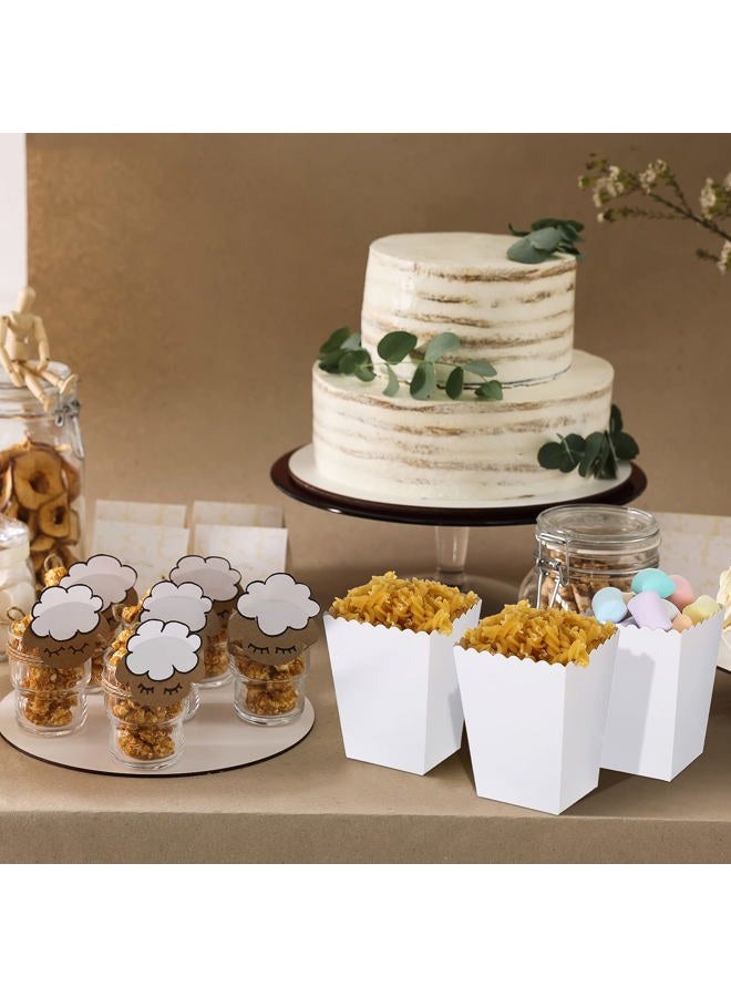 Meanplan 200 قطعة صناديق فشار صغيرة صندوق فشار ورقي حاوية فشار من الكرتون للحفلات وجبات خفيفة قابلة للتصرف أكياس حلوى فشار حامل فشار لتزيين عيد الميلاد والزفاف، 2.2 × 4.2 × 3 بوصات (أبيض) - Image 5