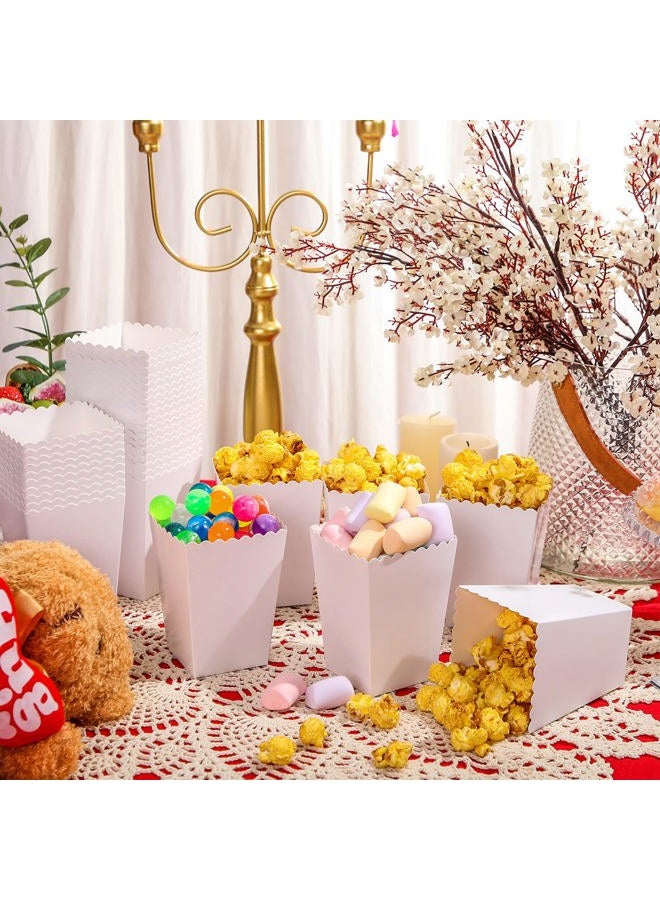 Meanplan 200 قطعة صناديق فشار صغيرة صندوق فشار ورقي حاوية فشار من الكرتون للحفلات وجبات خفيفة قابلة للتصرف أكياس حلوى فشار حامل فشار لتزيين عيد الميلاد والزفاف، 2.2 × 4.2 × 3 بوصات (أبيض) - Image 3