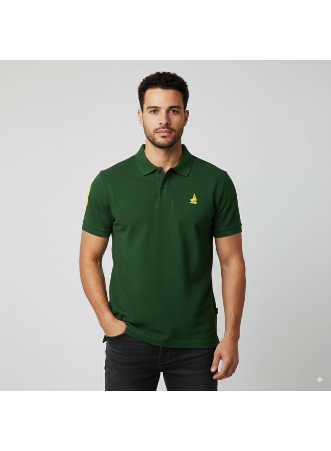 Ethic Solutions Polo T-Shirt for Men – Premium Cotton Short Sleeve Casual with Embroidered Logo Summer Collar Shirts Button Solid Color – L - Hunter Green - Image 1