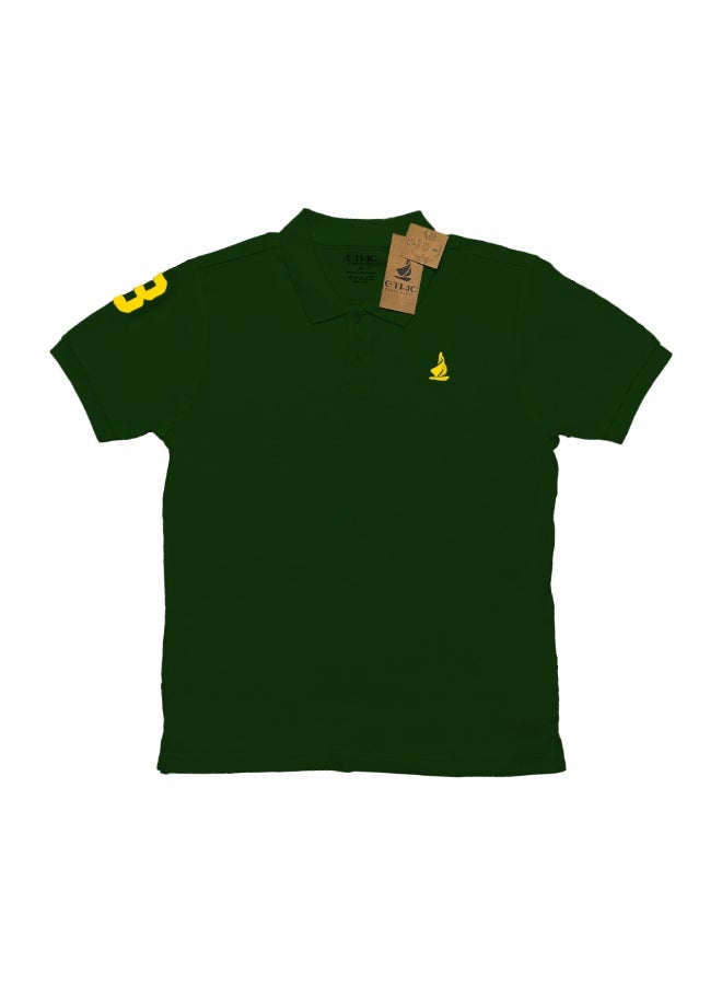 Ethic Solutions Polo T-Shirt for Men – Premium Cotton Short Sleeve Casual with Embroidered Logo Summer Collar Shirts Button Solid Color – L - Hunter Green - Image 2