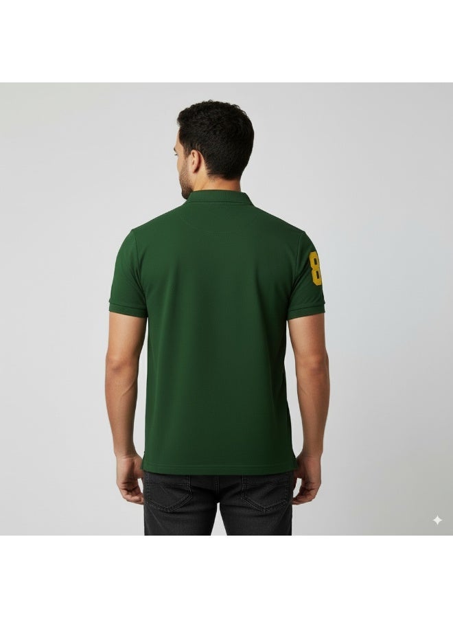 Ethic Solutions Polo T-Shirt for Men – Premium Cotton Short Sleeve Casual with Embroidered Logo Summer Collar Shirts Button Solid Color – L - Hunter Green - Image 4