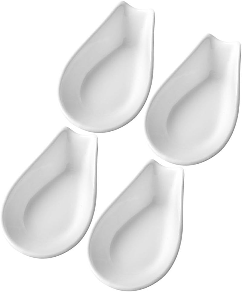 Uonlytech Ceramic Spoon Rest Set of 4 White Spoon and Chopstick Holder Kitchen Utensil Rest for Cooking Countertop and Dining Table - Image 1