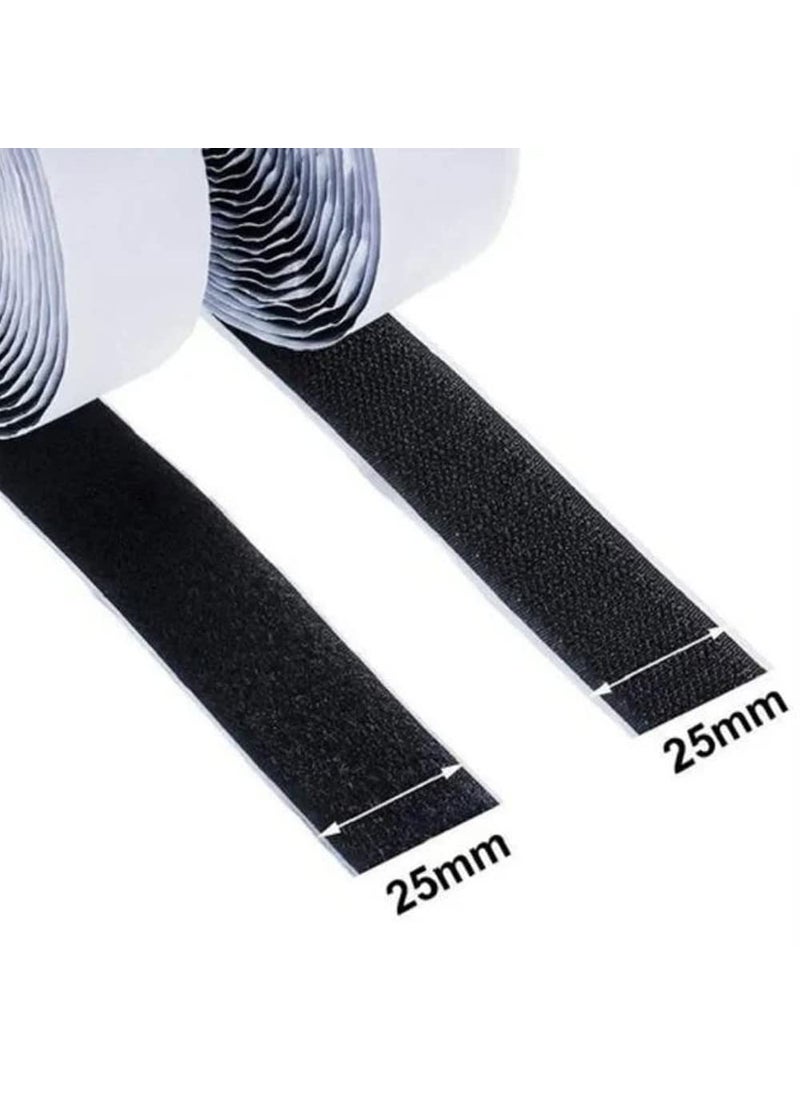 RAZAAN MART - Self Adhesive Hook and Loop Tape 25mm Roll Strips with Strong Glue Durable Quality Mounting For Household PurposesSchoolOfficeKidsStationaryPicturesClothes and Tools 4m Hook 4m Loop - Image 1