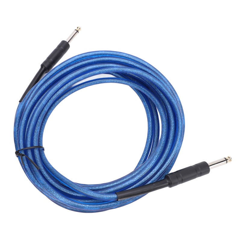 Guitar Cable: 6M Blue PVC Metal Material With Gold Plated Connectors - Enhanced Durability Spring Spiral Joints Instrument Cable for Electric Guitars Bass Mixers Amplifiers Musicians Sound Enthusiasts - Image 3