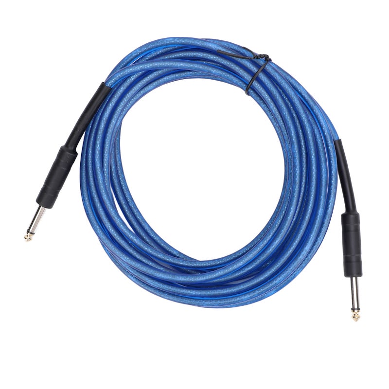 Guitar Cable: 6M Blue PVC Metal Material With Gold Plated Connectors - Enhanced Durability Spring Spiral Joints Instrument Cable for Electric Guitars Bass Mixers Amplifiers Musicians Sound Enthusiasts - Image 1