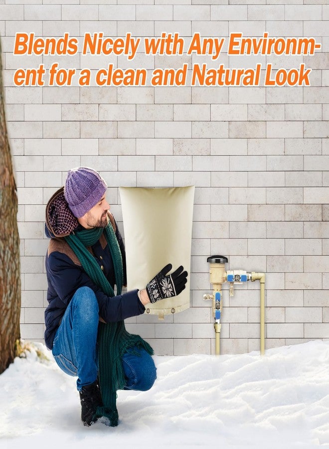 TOHONFOO Backflow Preventer Pipe Insulation Cover (5°F) - Irrigation Sprinkler Valve Insulated Pouch - Water Well Pump Cover - Sturdy 5 Layers for Winter Freeze Protection, 16" W x 20" H, Beige - Image 4