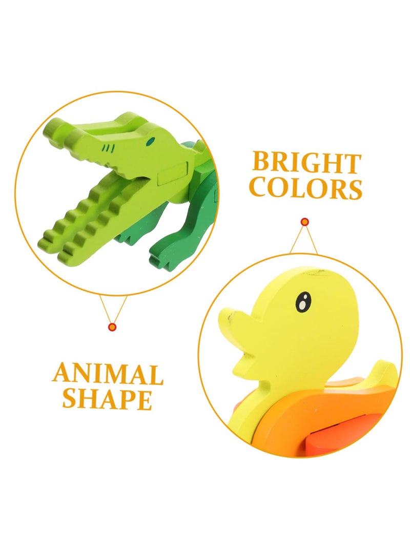 KASTWAVE 4 Pack Wooden Puzzles for Toddlers, Animal Shape Preschool Montessori Toys for Boys and Girls, Early Learning Handmade Skill Building Blocks for 1-3 Years Old Toddlers - Image 5