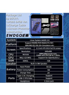 Generic R36S Handheld Retro Gaming Console Linux System with 64G TF Card, Preloaded with 15000+ Games, Retro Video Game Console 3.5-inch IPS Screen (Black 64G)  - Image 5
