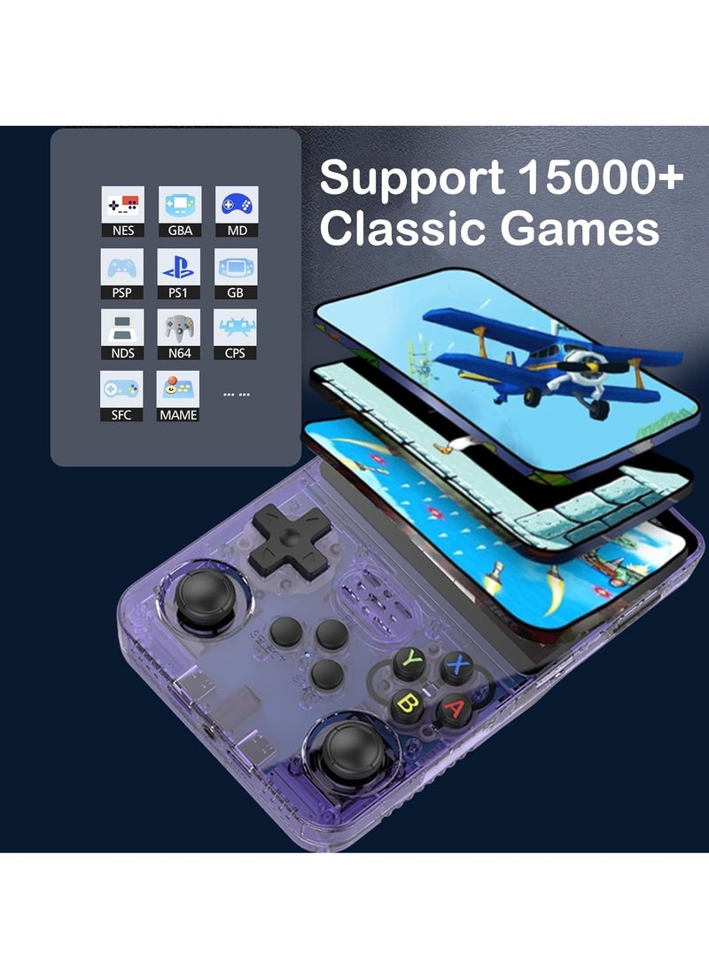 Generic - R36S Handheld Retro Gaming Console Linux System with 64G TF Card, Preloaded with 15000+ Games, Retro Video Game Console 3.5-inch IPS Screen (Black 64G) - Image 1