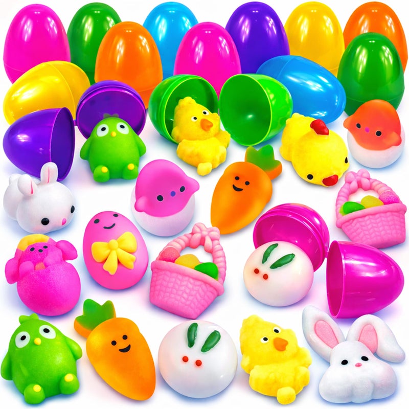 stargo 24 Pack Colorful Prefilled Easter Eggs bulk with mochi Squishy Easter toys - Plastic easter Eggs with squshies for Easter Basket stuffers, Easter Gifts, Egg Hunts Party Decorations Goodie Bags - Image 1