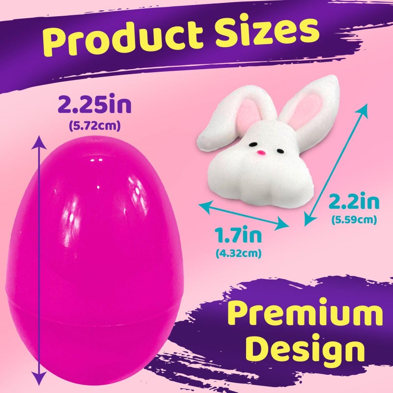stargo 24 Pack Colorful Prefilled Easter Eggs bulk with mochi Squishy Easter toys - Plastic easter Eggs with squshies for Easter Basket stuffers, Easter Gifts, Egg Hunts Party Decorations Goodie Bags - Image 2