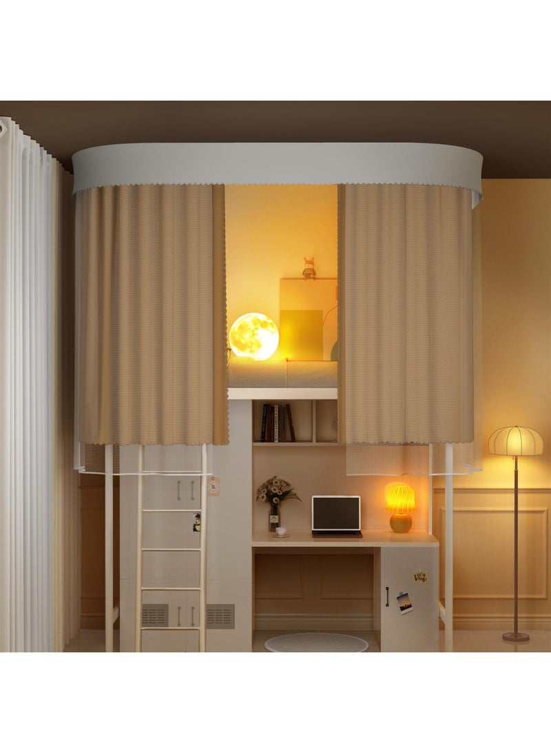 Bluejw ستارة سرير مع مسار انزلاقي مزدوج على شكل حرف U، بني فاتح - Image 1