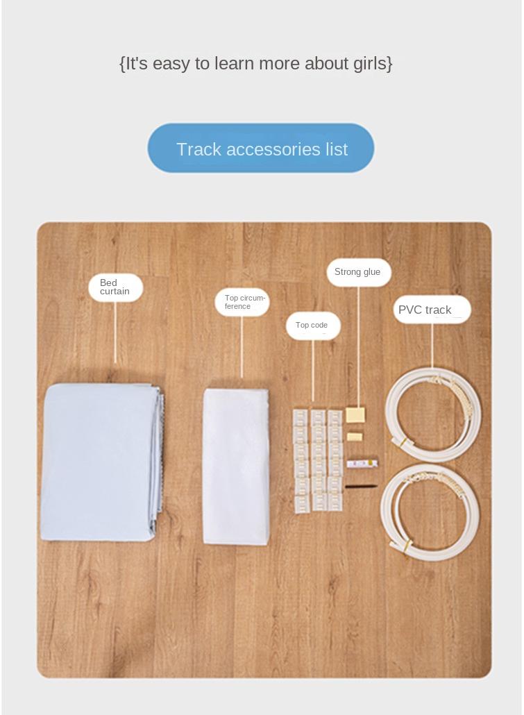 Bluejw ستارة سرير مع مسار انزلاقي مزدوج على شكل حرف U، بني فاتح - Image 4