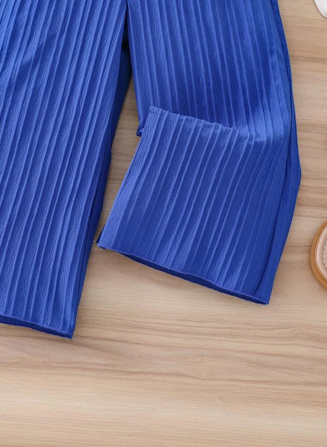 Take Two Take Two Girls Blue Button Detail Belted Wide Leg Jumpsuit